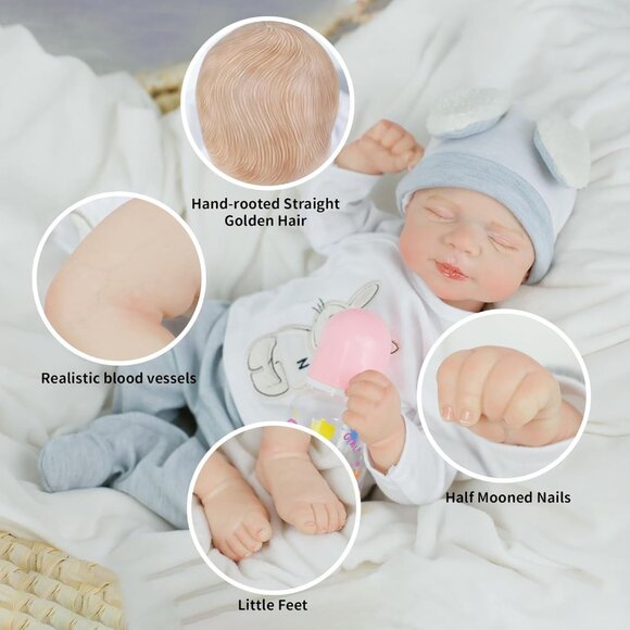 18 inch Realistic Baby Doll Girl Newborn with Soft Cloth Body With Vinyl Limbs - Picture 4 of 6